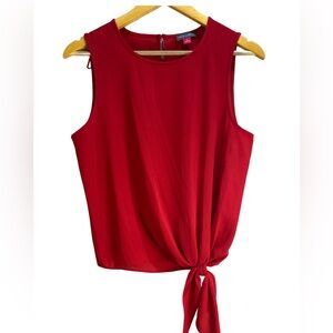 Vince Camuto Red Sleeveless Blouse Tie Front Back Cutout Size S/M